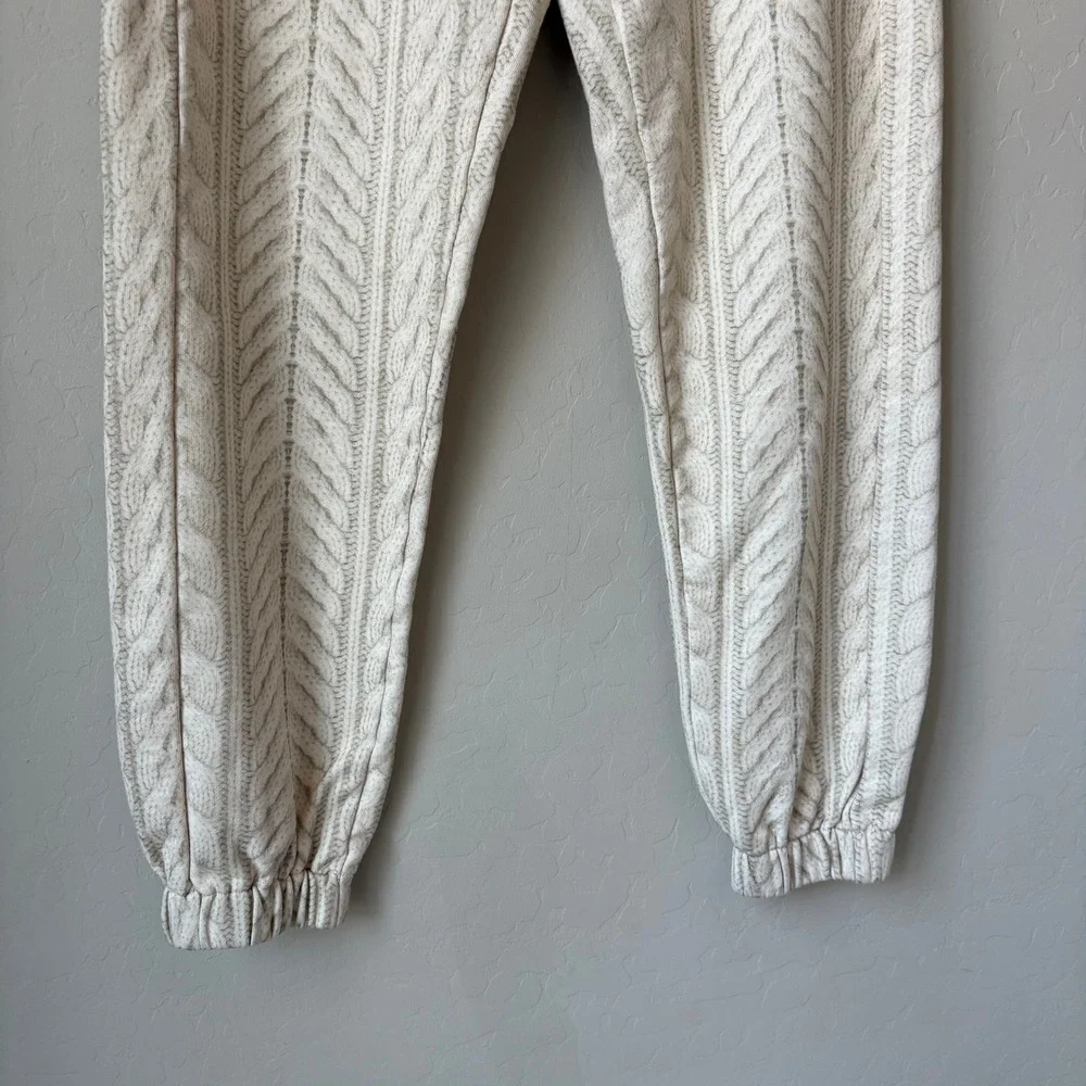 Rag & Bone Miramar Cable Knit Print Joggers Cream Beige 100% Cotton Size XS - Picture 4 of 10